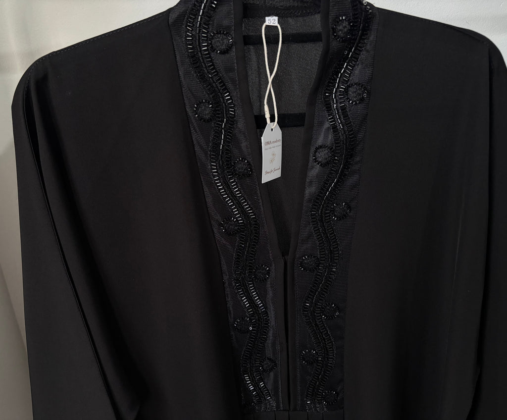 Noor Embellished Closed Kaftan Abaya – Black