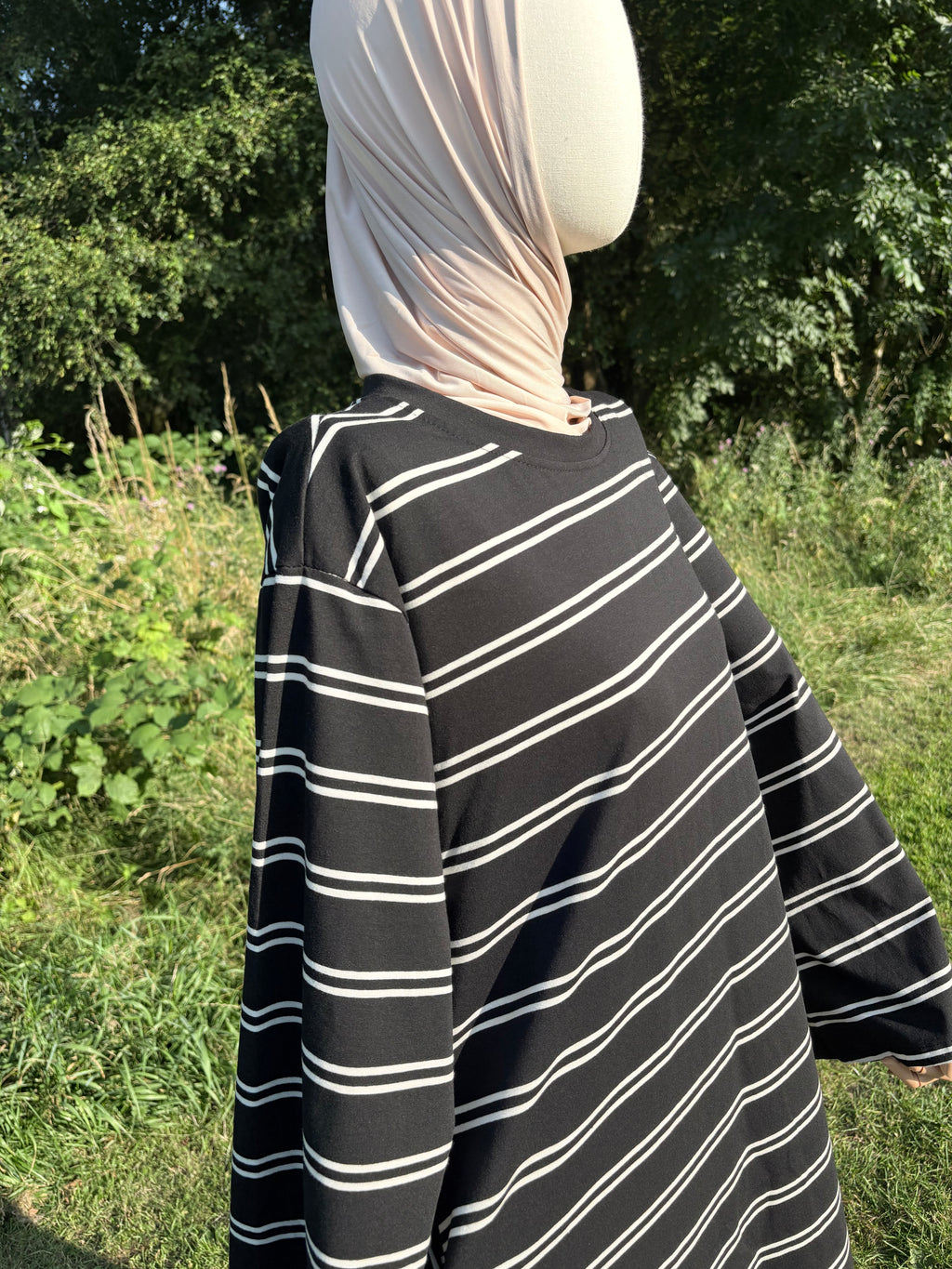 Striped Abaya Dress 95% Cotton Comfortable & Stylish Design for Everyday Wear with Pockets One Size Fits UK 8-18