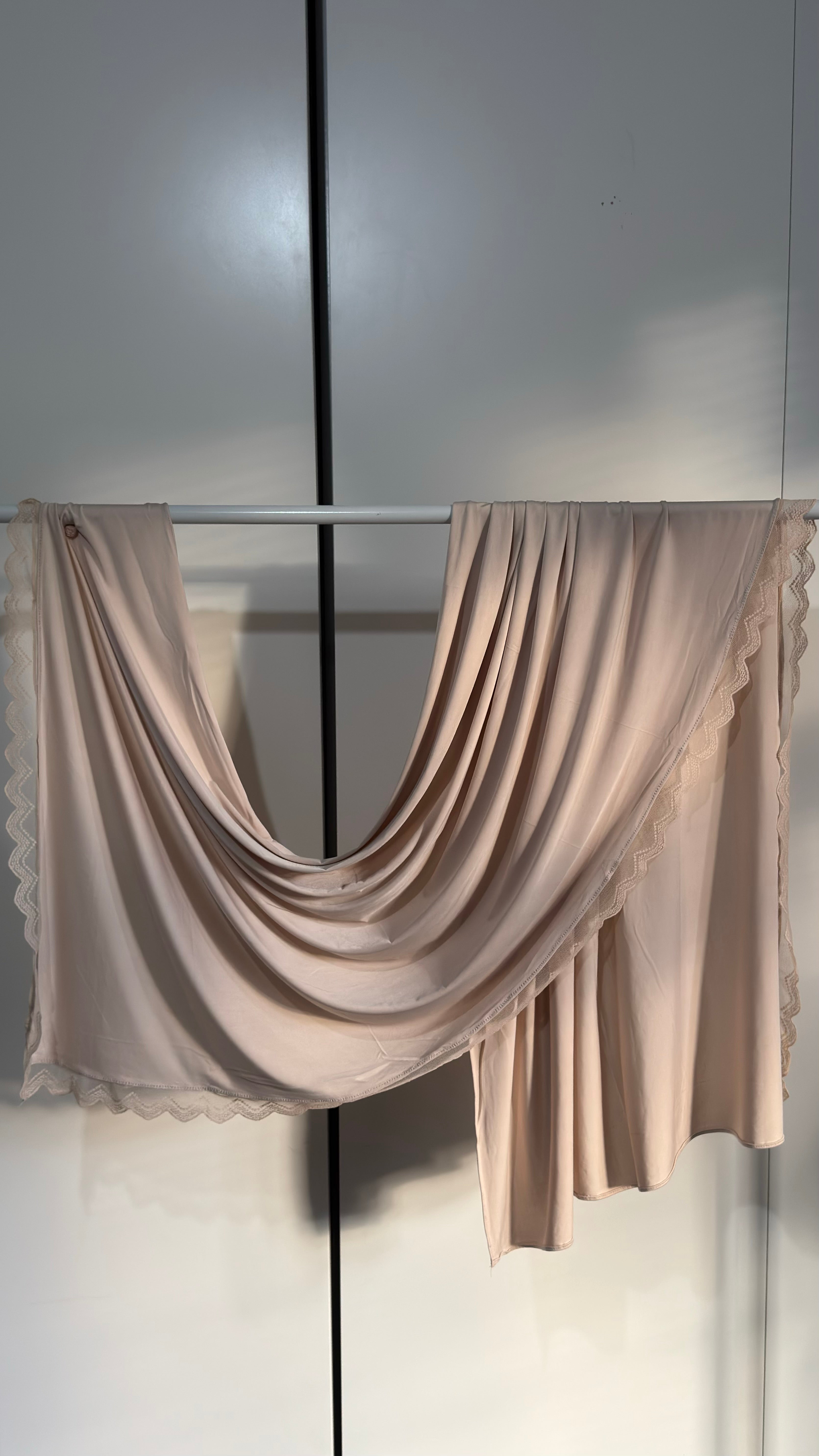 L Shaped Liquid Jersey Lace Hijabs