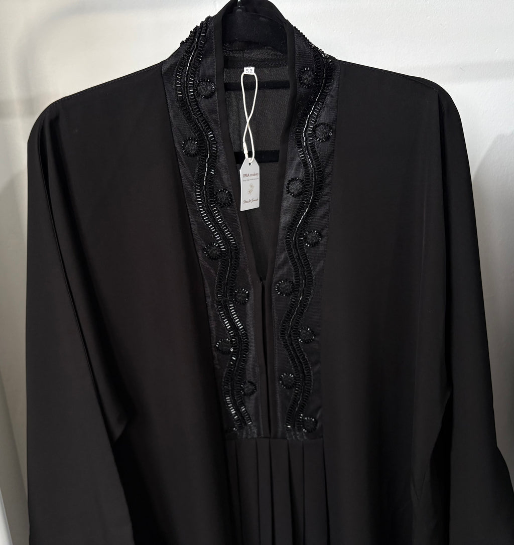 Noor Embellished Closed Kaftan Abaya – Black