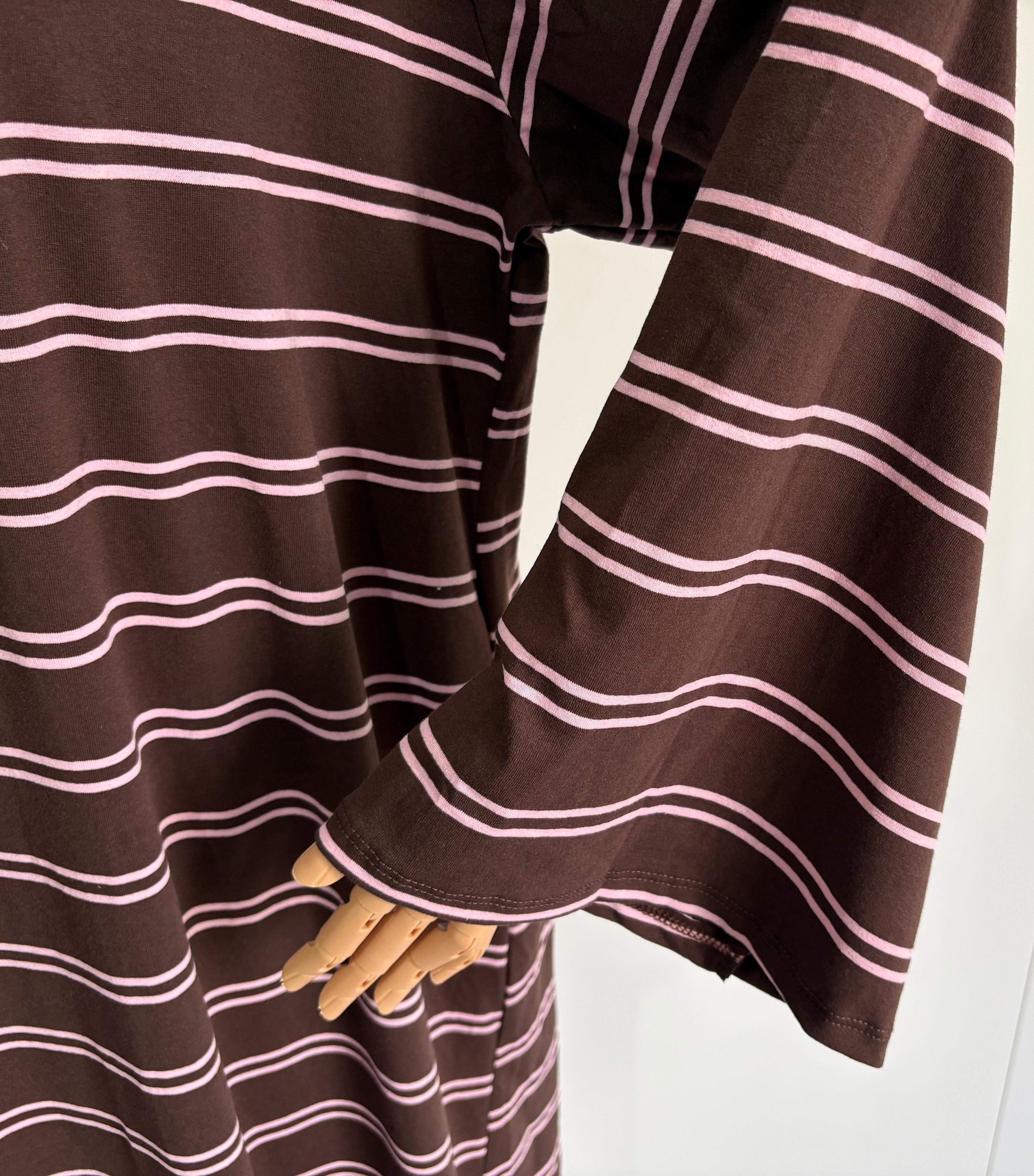 Striped Abaya Dress 95% Cotton Comfortable & Stylish Design for Everyday Wear with Pockets One Size Fits UK 8-18