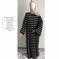 Striped Abaya Dress 95% Cotton Comfortable & Stylish Design for Everyday Wear with Pockets One Size Fits UK 8-18